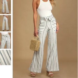 Lulu's Sandoval White Striped High Rise Wide Leg Pants